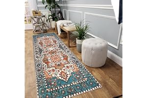 Falflor Carpet Runners for Hallway Non-Slip Distressed Area Rug Washable Floor Entryway Carpet for Hallways Laundry Room Kitchen Bathroom