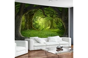 Arsey Arazzo da parete con albero e foresta, decorazione da parete, decorazione per camera da letto, verde, extra grande, 300 x 180 cm