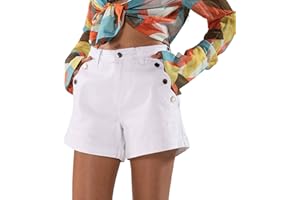 Nina Carter Short en jean taille haute pour femme, au look usé, élégant, short d'été en denim