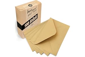 Japun - Enveloppes (100 pièces) en papier kraft vintage marron clair, enveloppe sans fenêtre, colle humide - DIN C6-162 x 114 mm