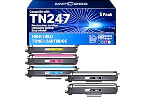 VIPGOOD TN247 TN-243CMYK Cartouches de Toner Compatible pour Brother TN247 TN243 pour DCP-L3550CDW MFC-L3750CDW MFC-L3770CDW MFC-L3730CDN HL-L3270CDW HL-L3230CDW (Noir Cyan Jaune Magenta, Pack de 5)
