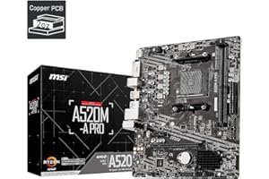 MSI A520M-A PRO Gaming - Scheda madre (AMD Ryzen 5000, AM4, DDR4, PCIe 3.0, SATA 6Gb/s, M.2, USB 3.2 Gen 1, DVI/HDMI, Micro-ATX)