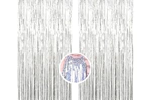 Silber Backdrop Streamers AILEXI 2 Pack 1M*2.5M Metallic Tinsel Folie Fringe Vorhänge für Photobooth Party Dekor