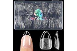 UNA GELLA Kurze Mandel Nail Tips, 120 Stück 12 Größen Nageltips für Gelnägel Almond Full Cover Kunstnägel, Starke & Langlebige Klare Soft Gel Nägel, Press-On False Nails für DIY & Salon