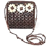 DAISYLIFE™ Coconut Shell Beaded Bag for Women | Crossbody Bag, Long Strap Handbag | Quirky, Colourful, Eco-Friendly Purse, Compact, Stylish Handmade Sling Bag for Women