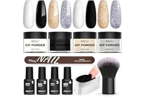 MAGYCAT Lot de 29 poudres de trempage pour ongles - 20 couleurs - Transparent - Rose nude - Marron pailleté