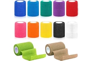 12 Rollen Selbstklebender Verband 7,5cm x 4,5m, YSWOVUO Haftbandage Selbstklebend, Vliesstoff Selbsthaftende Bandage, Elastischer Binden Verband für Stretch Sportler, Handgelenk, Knöchel, Pet