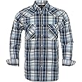 Western Shirts for Men with Snap Buttons Regular Fit Plaid Mens Long Sleeve Shirts Casual