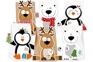 KuschelICH Adventskalender zum Befüllen Eisbär Rentier Pinguin - mit Stickern zum Gestalten und selber Basteln - wiederverwendbar (X-Mas-Friends)
