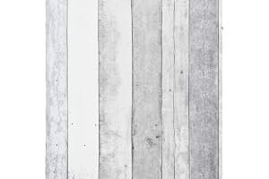 CiCiwind Självhäftande tapet, grå, vit, träutseende, tapet, 44 cm x 10 m, möbelfolie, självhäftande väggbeklädnad, träplanka