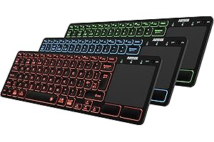 Arteck Universal Backlit 7-Colors Bluetooth Touch TV Keyboard with Easy Media Control and Build-in Touchpad for TV-Connected Computer, Smart TV, Desktop, Laptop, iPad, Surface, Tablet, HTPC