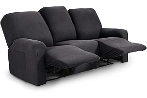 TIANSHU Funda Reclinable de 3 Plaza, Fundas Reclinables Elásticas, Protector Funda Sillón Relax, Funda Cubre Sofá, Fundas de Sofá Lavables y Elásticas para Muebles (Gris)
