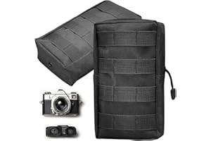 WSAMJIN 2 Stück Taktische Taschen, Klein Bauchtasche Wasserdicht Tactical Molle Pouche Multifunktional Gürteltasche Utility Pouch Hüfttasche Zubehör Halter für Outdoor Wandern Jagdcamping Training (Schwarz)
