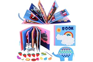 colmanda Quiet Book, Jouet Sensoriel en Feutre 3D, Couleur Livre Occupé Jouet Montessori, Montessori Quiet Book, Apprendre Compétences de Vie Jouets éducatifs pour Garcon Fille BéBé 1 2 3 4 Ans