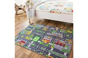 MXHBSTP Car Rug for Kids, Car Play Mat for 1-5 Year Olds, 40x60cm Road Mat for Toy Cars, Indoor Play and Learning Activity Mat for Toddlers, Durable Kids Rug for Daycare and Preschool