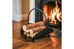 HomeZone Traditional Log Holders For Fireplace Heavy Duty Powder Coated Large Log Baskets For Wood Burner Indoor Easy Carry Metal Storage For Logs Coal Kindling Fireplace Accessories