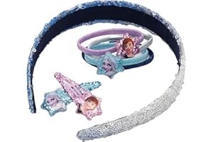 Claire's Disney© Set d'accessoires pour cheveux | Reine des Neiges | Avec serre-tête, 2x barrettes et 4x élastiques à tresser | pour filles enfants à partir de 3 ans | Anna et Elsa | Lot de 7
