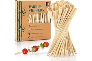 Aodaer 100 Pieces Bamboo Paddle Skewers 18CM Natural Wooden Cocktail Sticks BBQ Skewers Food Picks for Barbeque, Kebabs, Cocktails Buffet Party