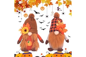 ‎DZAY 2 Stück Herbst Deko Wichtel Figuren Plüschpuppen Herbst Zwerg Figuren Erntedankwichtel Zwerge Figuren Gesichtslose Puppe Plüsch für Haus,Garten Tisch Dekoration