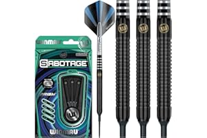 ‎WINMAU WINMAU Sabotage Onyx 18g Fassgewicht, 20g Gesamtgewicht Profi Wolfram Softip Dartpfeile Set mit Flights und Schäfte