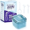 Retainer Brite Cleaning Kit Including 96 Tablets (3 Month Supply) and Case - Retainer Box Ideal for retainers, mouthguard, dentures, invisalign. Removes Plaque and Tartar. (Blue)