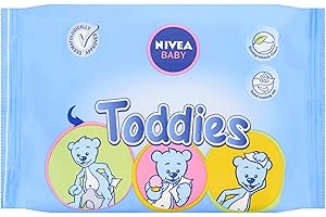 NIVEA Baby Lingettes Toddies (1 x 60), lingettes nettoyantes bébé & nourrisson, lingettes hypoallergéniques visage, fesses et mains pour bébé, testées cliniquement
