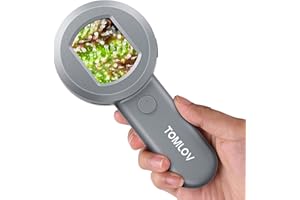 TOMLOV P10 Microscopio Digitale per Adulti Bambini con Schermo da 2", Lente d’Ingrandimento per Gioiellieri Portatile con Luce, Lente da Mano per Monete da Collezione, Lente Tascabile per Tricomi