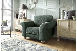 Abakus Direct Armchairs for Lounge - Elegant Ingrid Arm Chairs for Living Room Furniture with Soft Luxury Braided Chenille Fabric | Sophisticated Accent Chair in Jungle Green | 115Wx95Dx90H