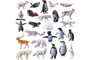 JOKFEICE Pequeñas figuras polarizadoras de 25 piezas figuras realistas de animales de plástico pingüino oso polar modelo de acción para juguetes educativos tempranos cumpleaños cupcakes Topper