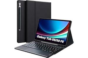 Earto Teclado Samsung Tab S9 11”/S9 FE 10.9” Smart Touchpad, Soporte para S-Pen, Desmontable Magnético Teclado para Samsung Galaxy Tablet S9 11”/S9 FE 10.9”, 2 Canales BT, Español Ñ Teclado, Negro