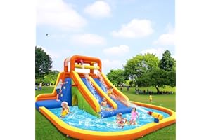 Ballsea XXL Hüpfburg mit Trocken-/Wasserrutsche, Kletterwand & Pool - Sicher & Spaß für Kinder (ohne Gebläse)