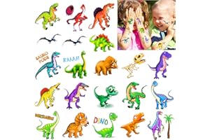 Qpout 20 hojas Tatuajes temporales de dinosaurio para niños,Tyrannosaurus Rex-Triceratops tatuaje pegatinas, para niños, hijo, dinosaurio, fiesta de cumpleaños Regalos de decoración de fiesta jurásico