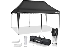 tillvex Gazebo 3x6m da Giardino | Gazebo pieghevole regolabile in altezza | Tenda Pop up impermeabile da protezione UV 50+ | Tenda Padiglione + Sacca di Trasporto (Antracite - senza pannelli laterali)