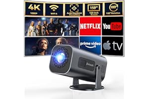 Polocsh Mini Portable Projector with Android TV 11,Native 1080P Auto Keystone & 180° Rotation,4K Support WiFi6 BT5.2 Built-in Speaker Smart Outdoor Movie Projector for Home Cinema/iOS/Android/HDMI/USB
