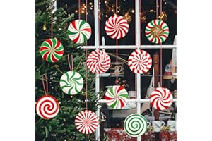 PEUTIER Wiszace Dekoracje Swiateczne, Dwustronne Dekoracje Trawnika z Czerwonym Sznurkiem o Dlugosci 29,26m Wiszace Ozdoby do Ogrodu (Nie Kula) na Choinke Dom Wystrój Werandy (Styl Klasyczny)