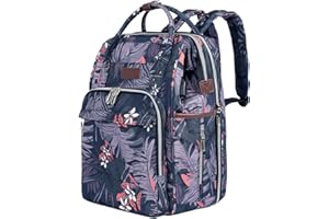 VANKEAN Diaper Bag Backpack with Portable Changing Pad, Baby Diaper Bags with Stroller Strap & USB Port, Waterproof Multifunction Travel Back Pack for Mom, Baby Bags Girl Shower Gift, Floral