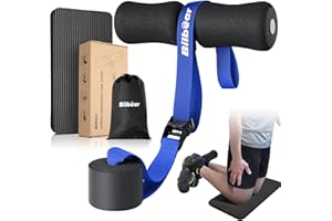 Bilbear Sangle nordique réglable avec tapis à genoux, sangle nordique portable pour boucles ischio-jambiers, étirements ischio-jambiers, abdominaux, machine à boucler nordique à la maison, supporte