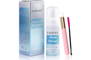 FADVAN Detergente per Ciglia da 60 ml Shampoo per Extension Ciglia, Detergente Professionale Extension Ciglia e Viene Fornito Con Pennello