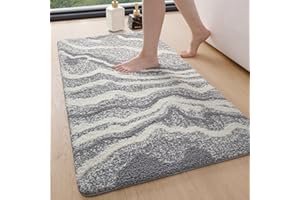 DEXI Mata łazienkowa 61 x 110 cm, nadająca się do prania, mata łazienkowa z antypoślizgowym spodem, szybkoschnąca, chłonna, duży dywanik podłogowy, szara