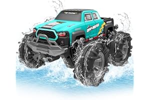 SIVQIKE 4WD Amphibisches Ferngesteuertes Auto,RC Auto wasserdicht mit Gestensensor,LED Licht & 2 Akkus,Geschenk für Jungen & Mädchen 4-12 Jahre,Spielzeugauto für Sand,Wasser & Gelände,Baustein-kompatibel