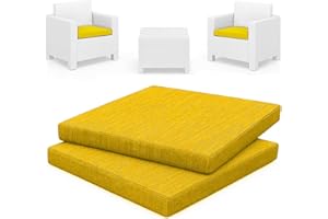 HAND 2 Cuscini da Esterno 53x50 cm, Alto 5 cm - per Sedie da Giardino - Seduta Imbottita, Morbida e Resistente - Cuscini per Arredo Esterni, Salottini Rattan, 100% Cotone, Made in Italy (Senape)