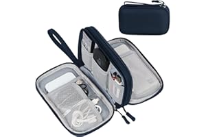 FYY Borsa per cavi,organizer per cavi elettronici,organizer per cavi, accessori elettronici,borsa universale per accessori per cellulare, cavo di ricarica,power bank,chiavette USB,SD,2 layer,L,Blu