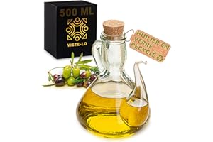 VISTE-LO Huilier de cuisine en verre anti-goutte 500 ml Distributeur d'huile anti-taches en verre semi-artisanal rechargeable Bouteille en verre huile pour cuisine