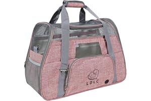 HIKEMAN Sac de Transport Pliable pour Chat et Chien Sac de Grande capacité avec Ouverture supérieure, Coussin en Polaire Amovible, Filet Respirant et bandoulière (Rose)
