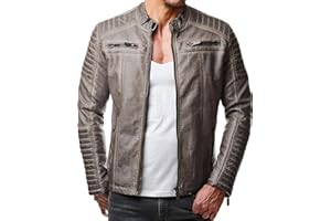 RED BRIDGE Uomo Giubbotto Manica Lunga Finta Pelle Biker Casuale Cotone Moda Giacca