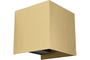 Eglo LED Indoor Wall lightValmontone, Wall lamp Cube with indirect up and Down Light, Wall uplighter for Bedroom and Living Room, Brass-Coloured Metal, Warm White, 10 x 10 cm