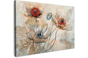 MuchoWow© Quadri Con Cornice 120x80 cm Decorazione Quadri Per Camera Da Letto Quadretti Da Parete Moderni Quadro Moderno Soggiorno Grande Foto Su Tela Fiori - Beige - Moderno - Illustrazione