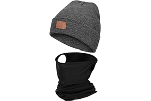 YANIKY – Set con cuffia da donna e da uomo e scaldacollo tubolare in pile, invernale, per il tempo libero, lo sport all'aria aperta, il ciclismo, la corsa