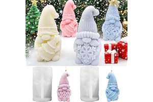 SUNSHINE SMILE 2 Stück Silikonformen Gießformen Weihnachten,Silikonform Weihnachten Wichtel,Weihnachten Kerzenform Silikon,3D Weihnachtsmann Silikonformen Gießformen,Wichtel Gips Zum Gießen für Kerzen,Seife,Handwerk