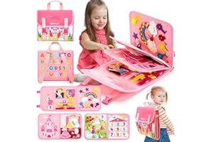 hahaland Busy Board Juguetes Niñas 3 Años - 4 Capas Tablero Montessori Busy Board de Actividades, Educativo Juguetes Montessori para Niñas 3 Años